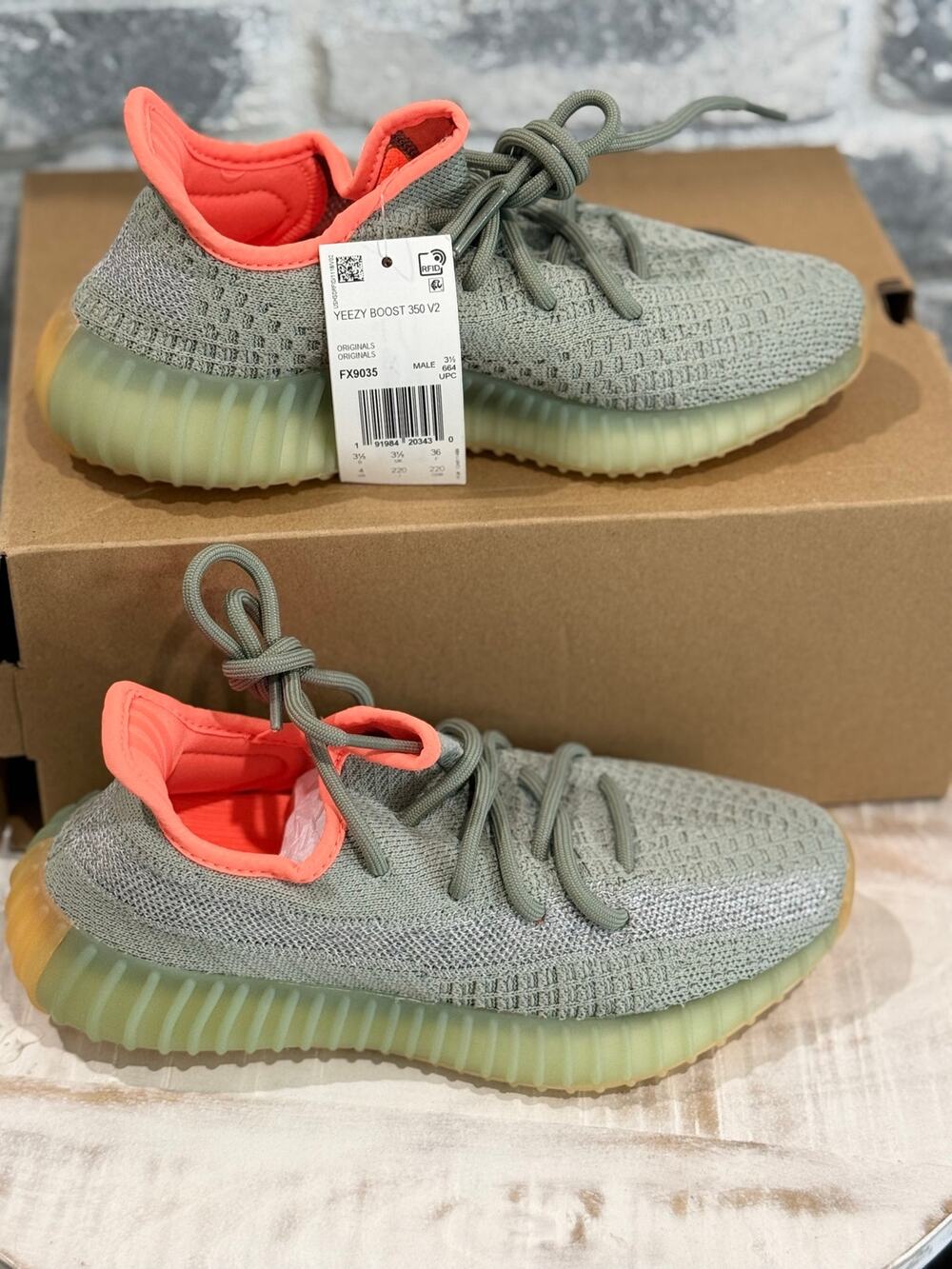 Size 4 Adidas Yeezy Boost 350 V2 Desert Sage FX9035